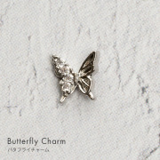 【ゆうパケット対象商品】ネイルパーツ パールリボン ダイヤモンドストーン クリスタルストーン バタフライチャーム 2個