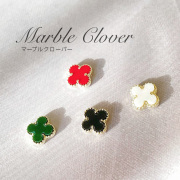 ネイルパーツ ジュエリーパーツ ネイルアート マーブルクローバー 4個