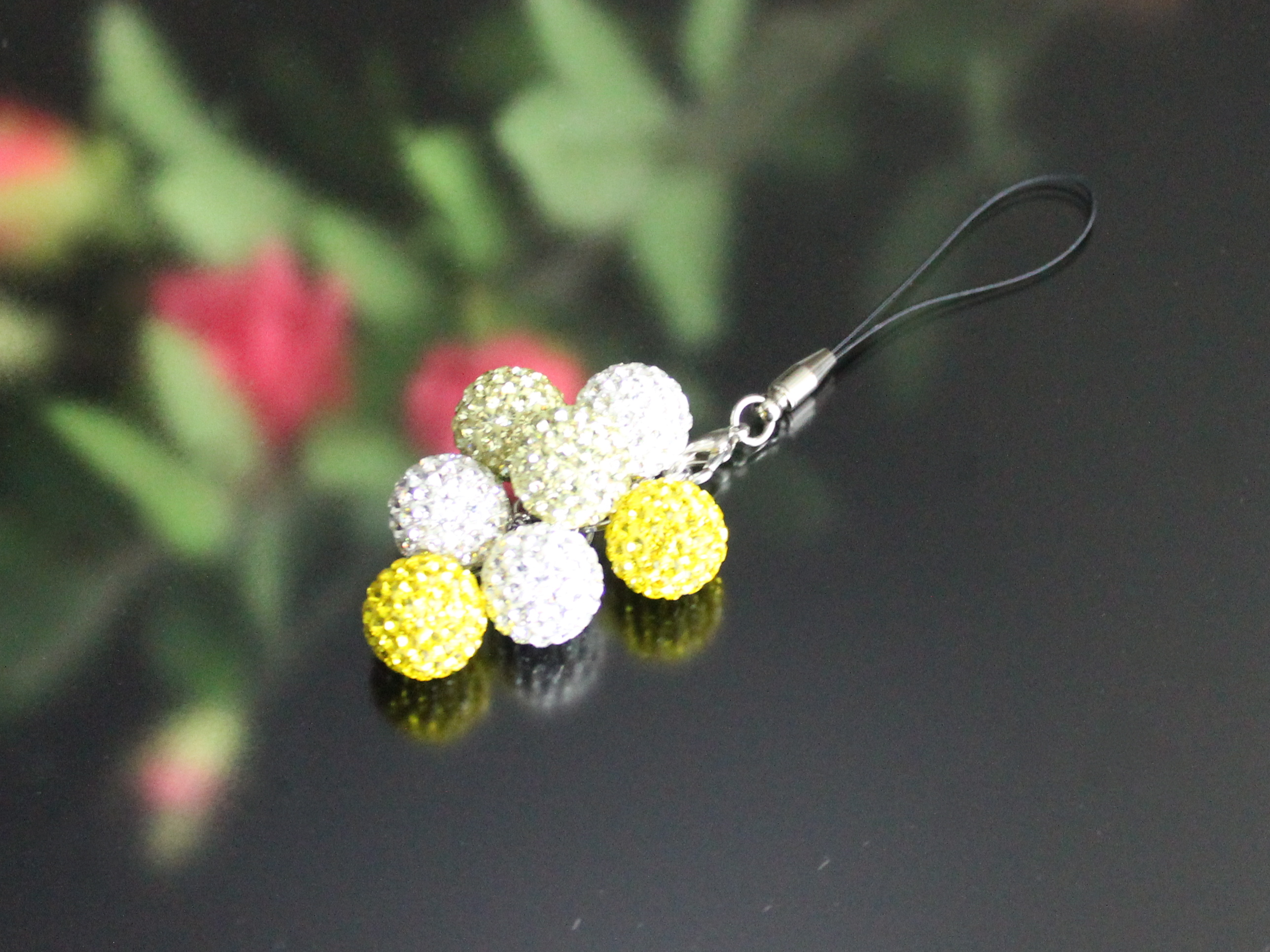 スワロフスキーストラップ（小さめボール7個イエローグラデーション）