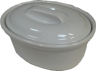 蓋付テリーヌ小判オーバル白陶器スフレ12cm