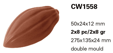 cw1558チョコレート型ChocolateWorld カカオ豆 5cm×2.4cm（8g）16取