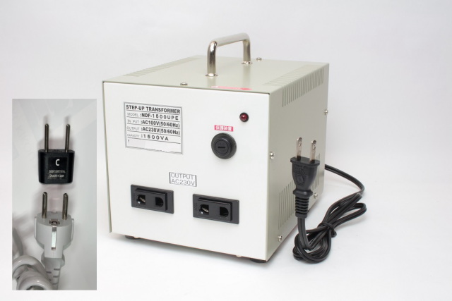 変圧器 NDF-1500UPE(家庭用100Vから海外製220V～240Vへ変圧)変換