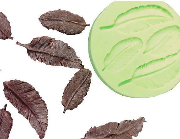 シリコン製 チョコレート型 鳥の羽 Feathers4枚取 Decorelief Frence