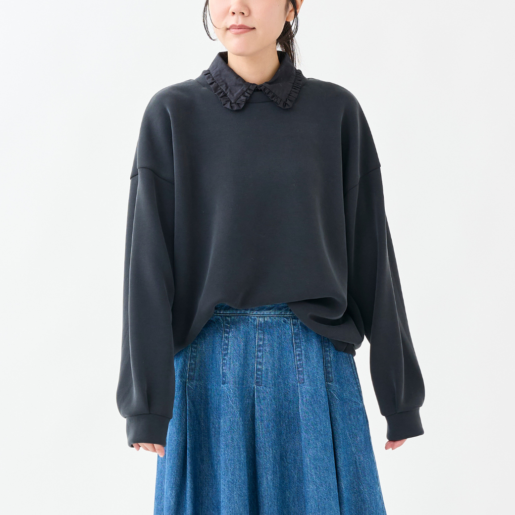 フリルシャツ衿付きプルオーバー