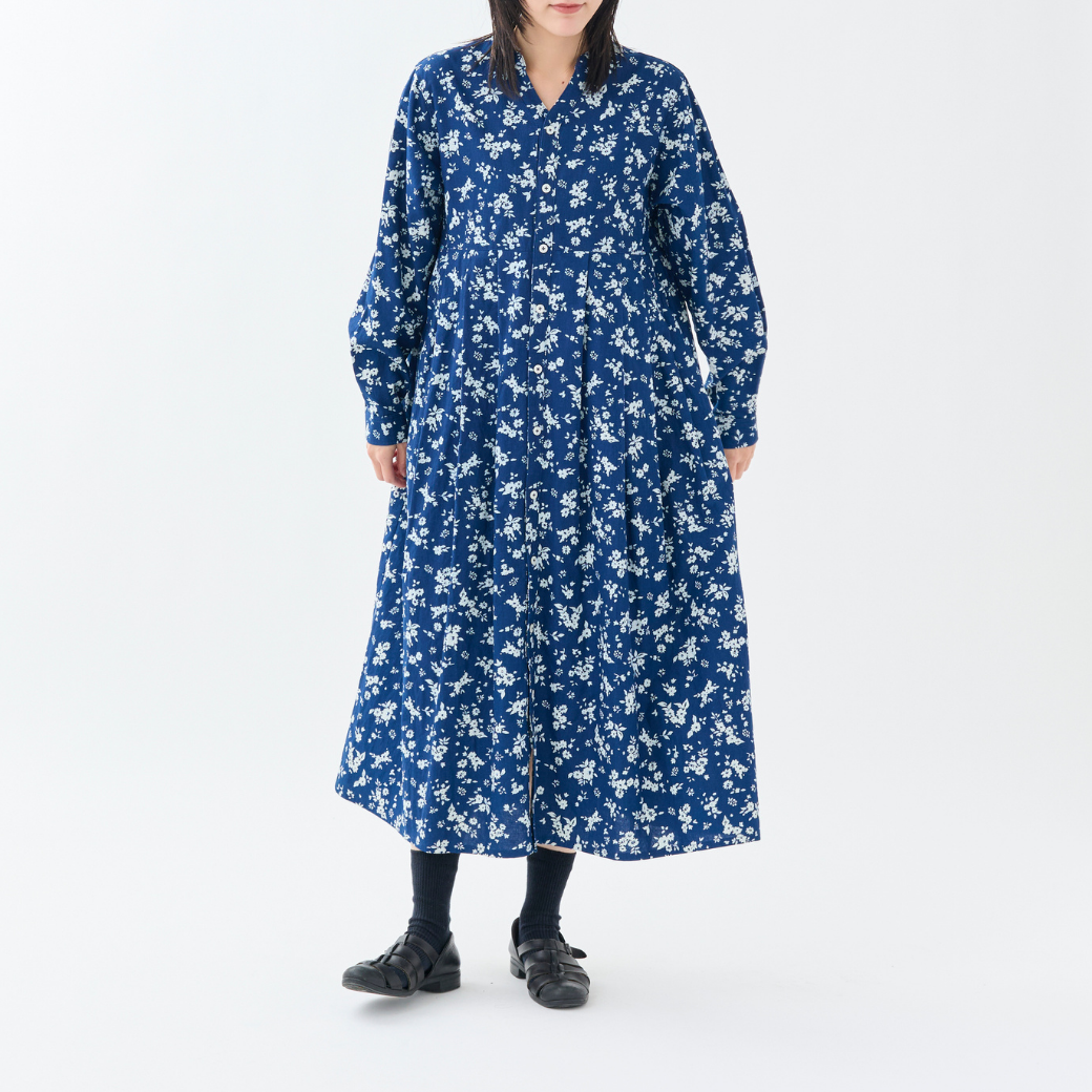 『Indigo Bloom』スキッパータックワンピース