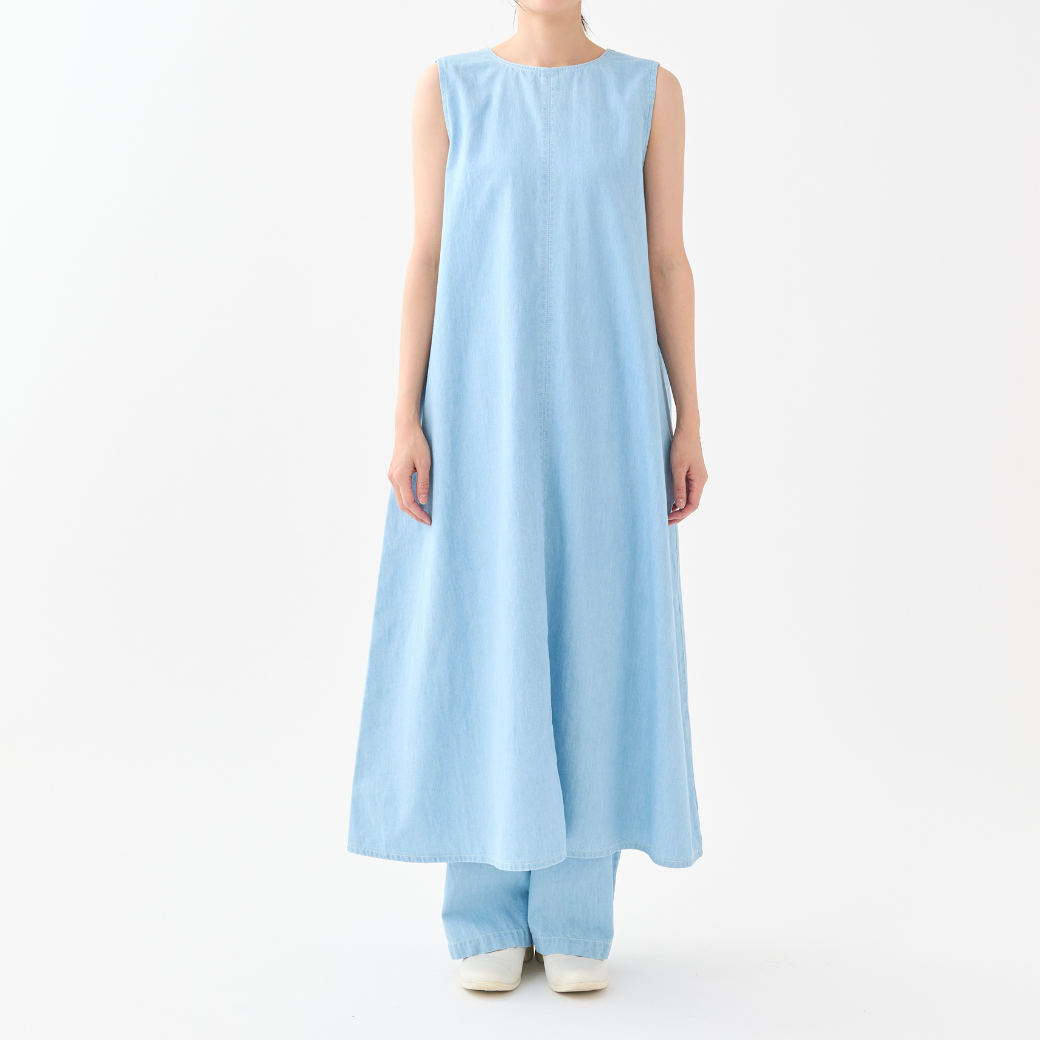 【6.1 On Sale】5.5ozデニムノースリーブワンピース
