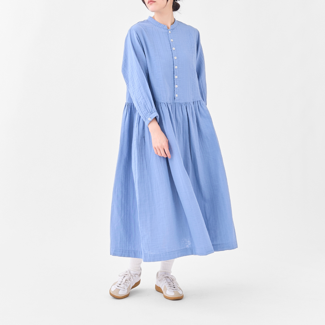 ダブルガーゼマオカラーギャザーワンピース