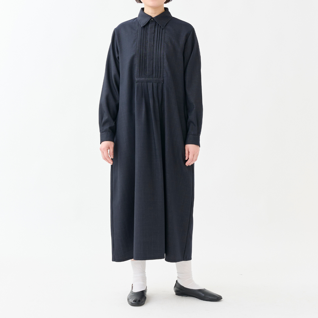 【11月上旬発売予定】ウールデニムタックビブシャツワンピース（予約）