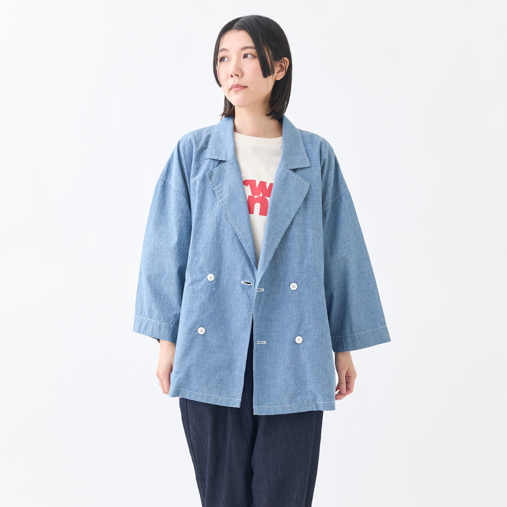 シャンブレー ダブルジャケット
