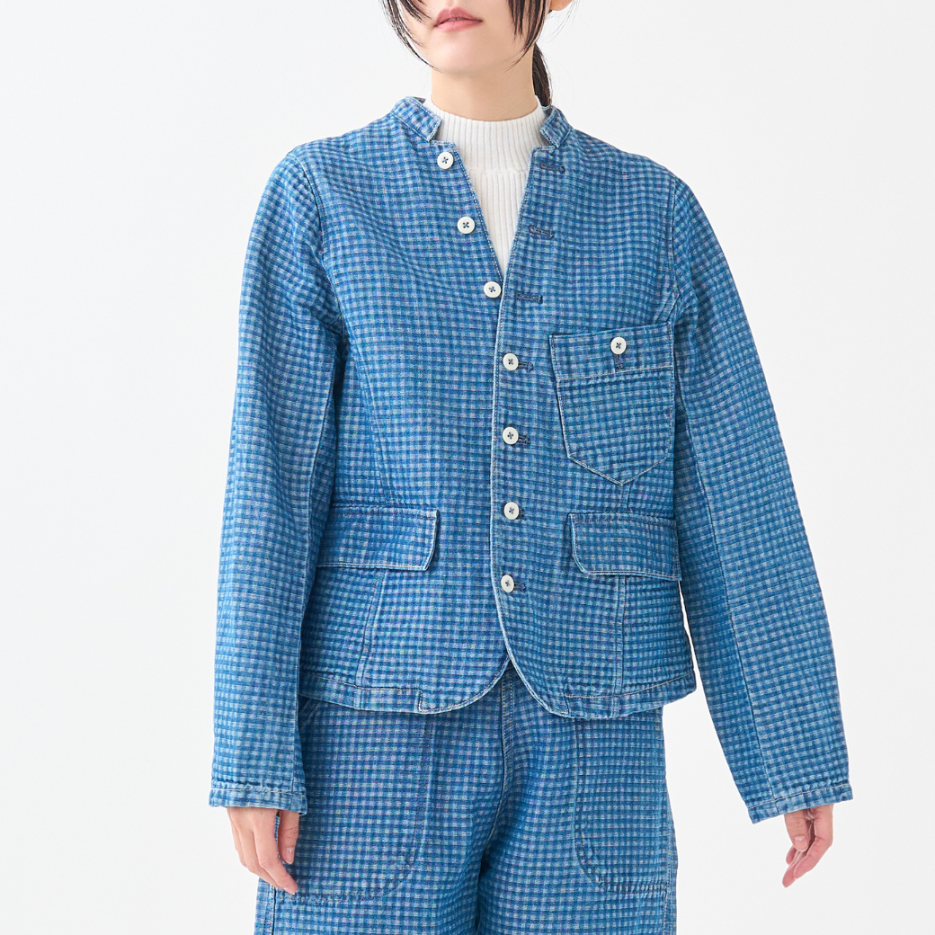 『Indigo Check』ビッグポケットスタンドテーラードジャケット
