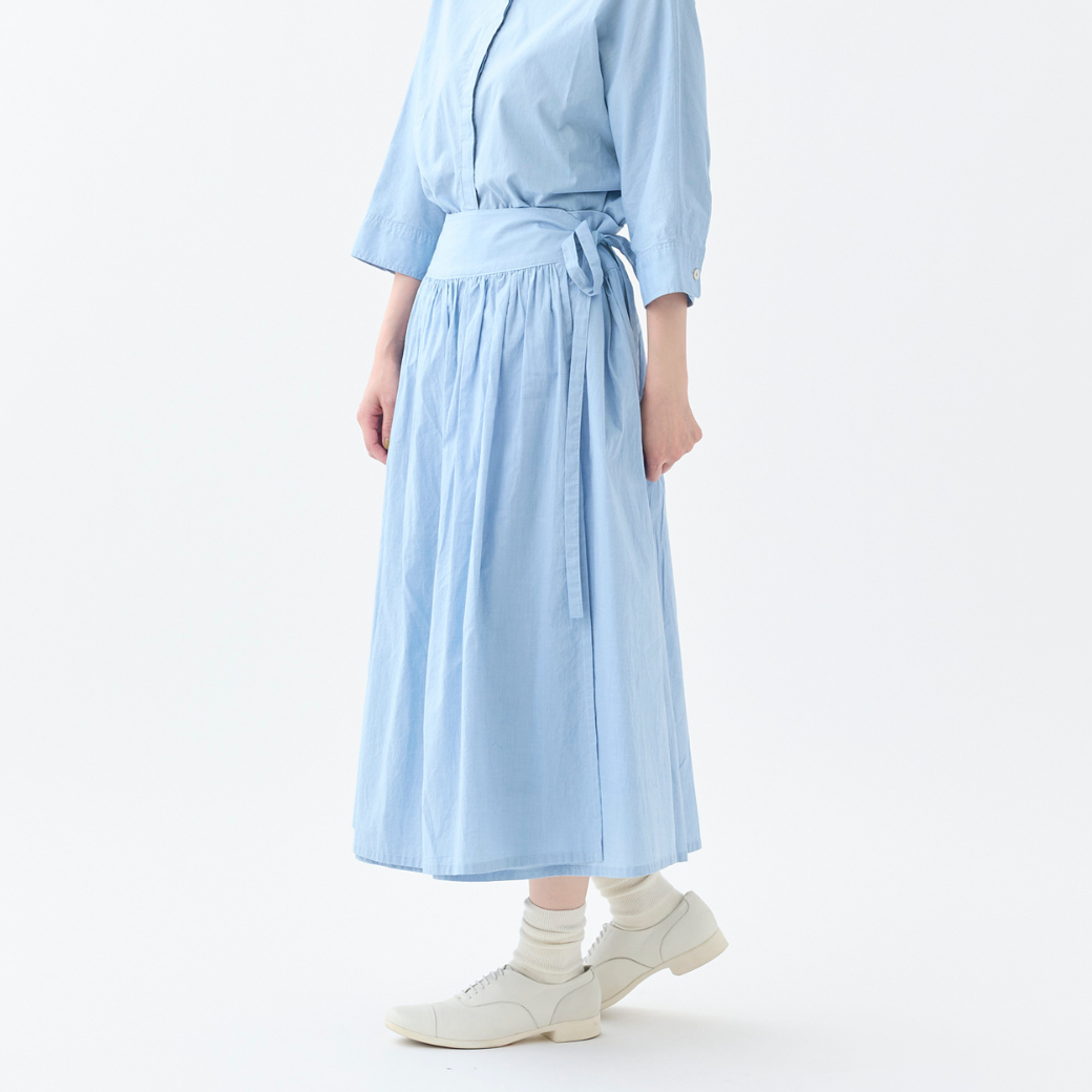 ひんやりシャンブレーギャザーラップスカート