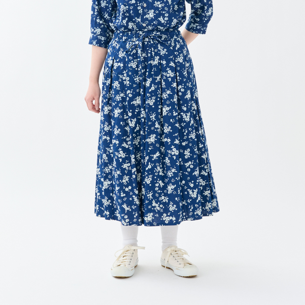 『Indigo Bloom』タックプリーツギャザースカート