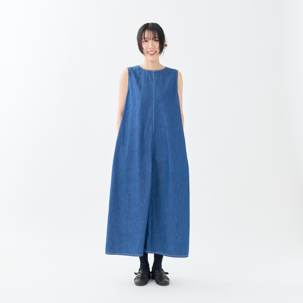 【6.1 On Sale】5.5ozデニムノースリーブワンピース