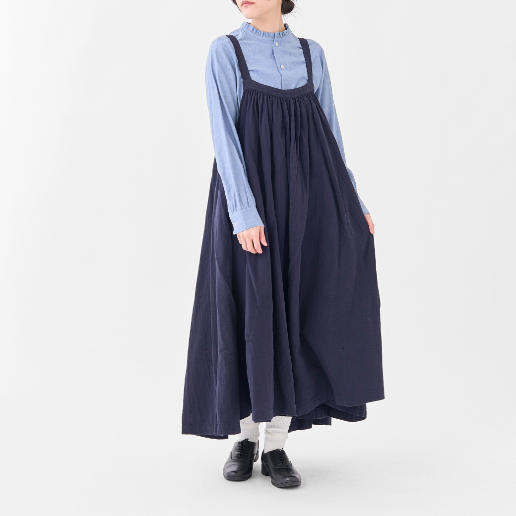 ダブルガーゼバックリボンエプロンドレス