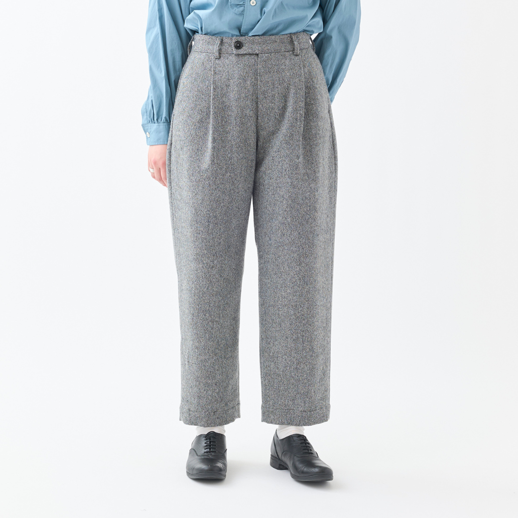 ネコアシツィードタックテーパードパンツ