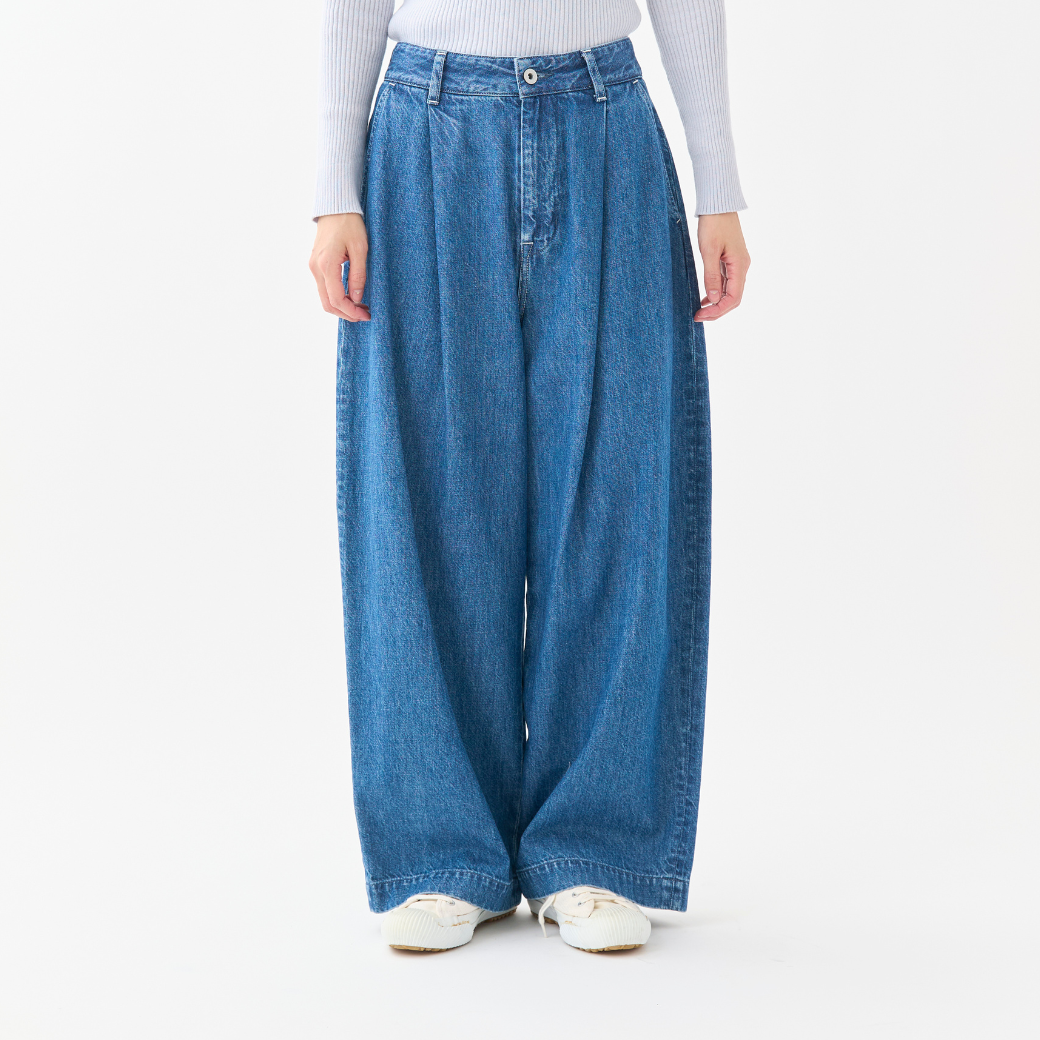 10ozデニム尾錠付きコクーンパンツ