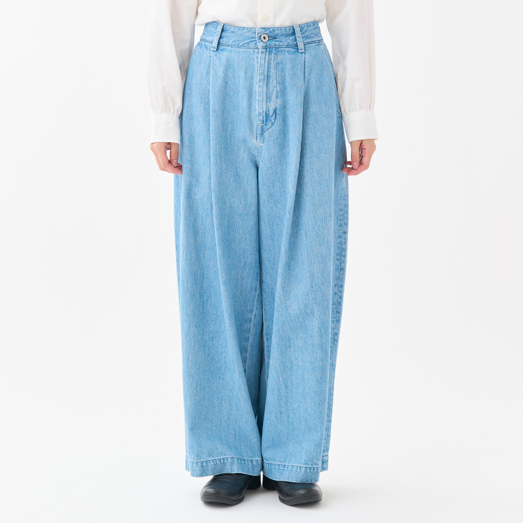 10ozデニム尾錠付きコクーンパンツ