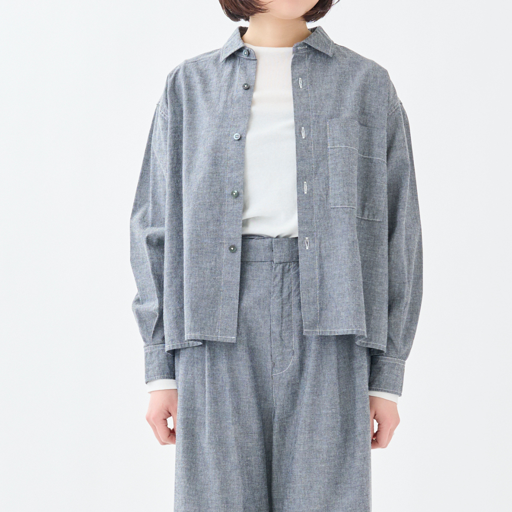 シャンブレーショートシャツ