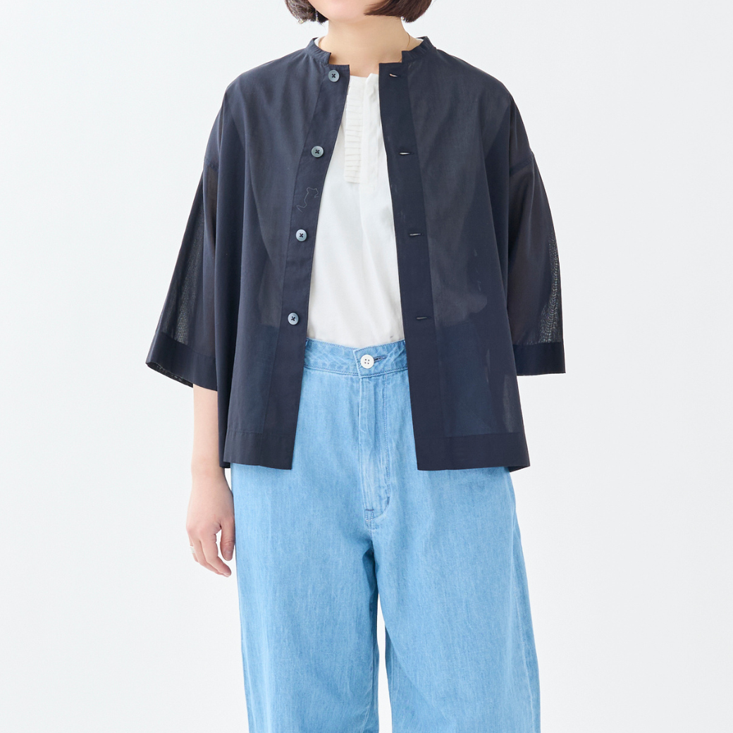 【6.1 On Sale】マオカラーシアーシャツ
