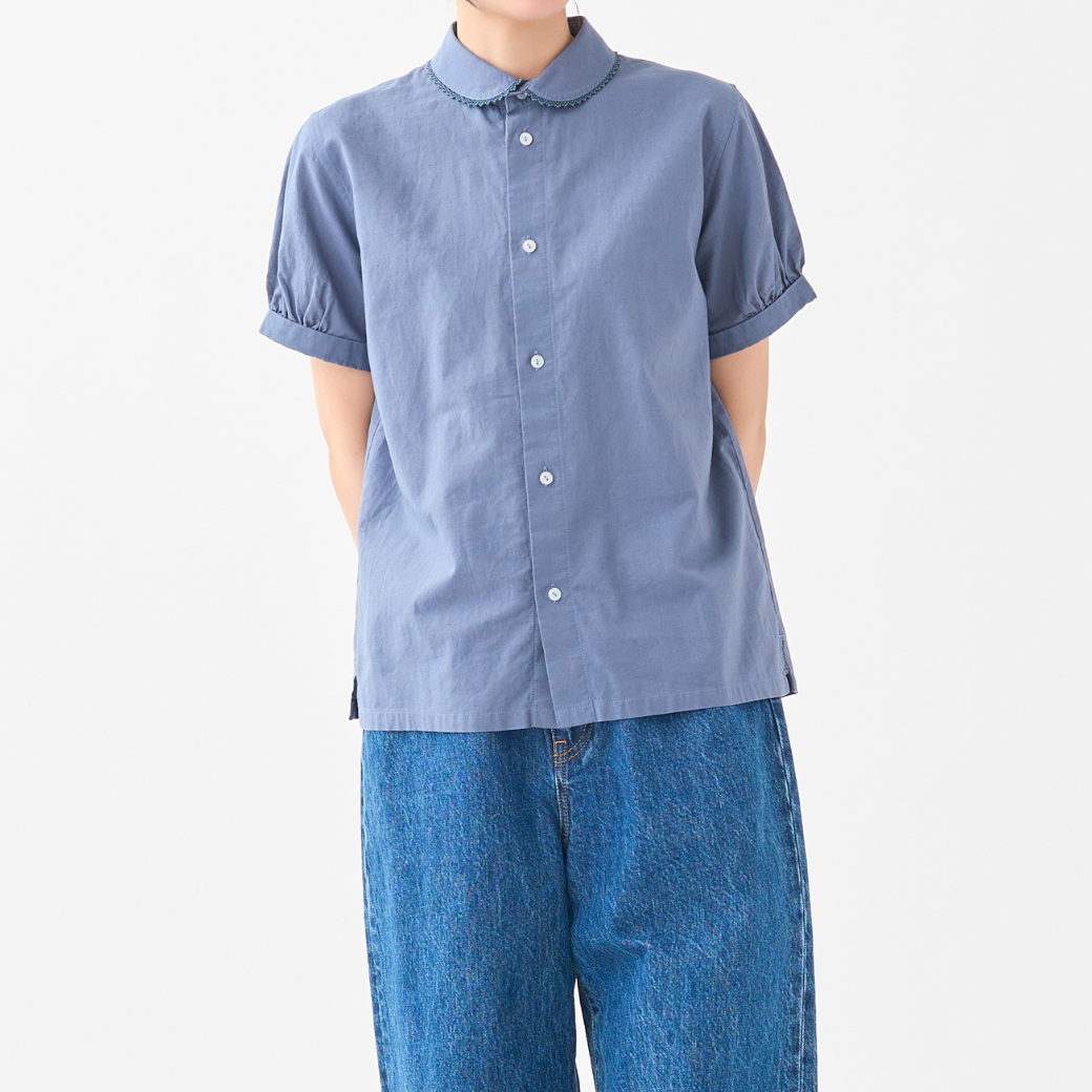 【6.1 On Sale】ラウンドカラーパフスリーブシャツ