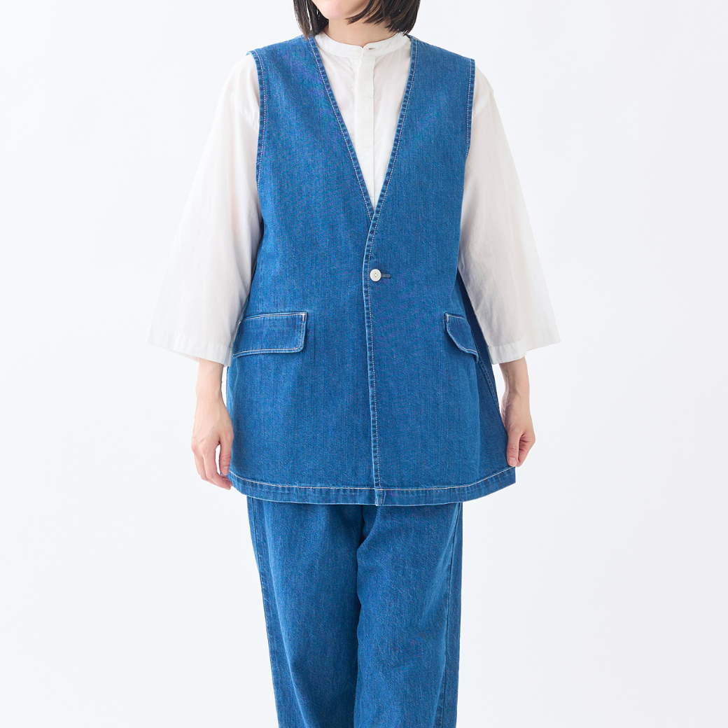 【8月中旬入荷予定】8ozデニム Vネックジレ