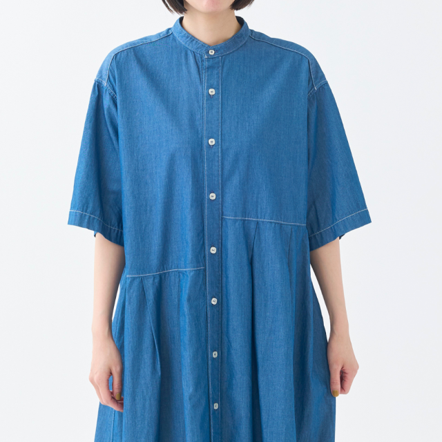 4ozデニム アシンメトリータックワンピース KATO` GRANDMA MAMA