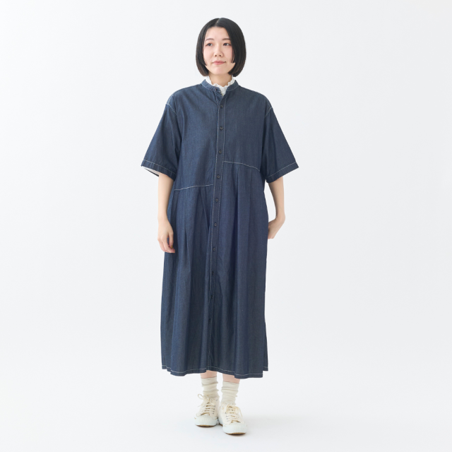 ワンピース tonton 4ozデニム アシンメトリータックワンピース KATO` GRANDMA MAMA