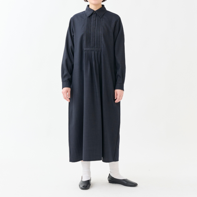 【11月上旬発売予定】ウールデニムタックビブシャツワンピース（予約）