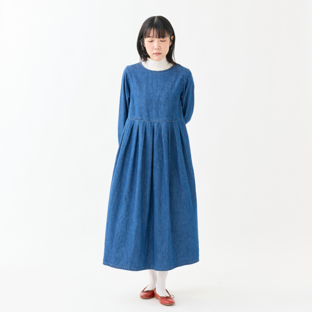 【10.1 On Sale】6ozデニムラウンドヨークワンピース