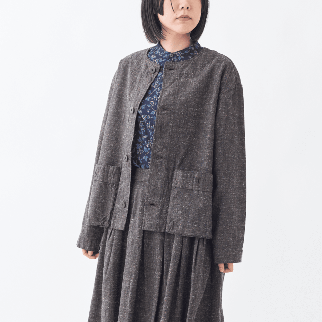 スラブネップツイード ノーカラージャケット