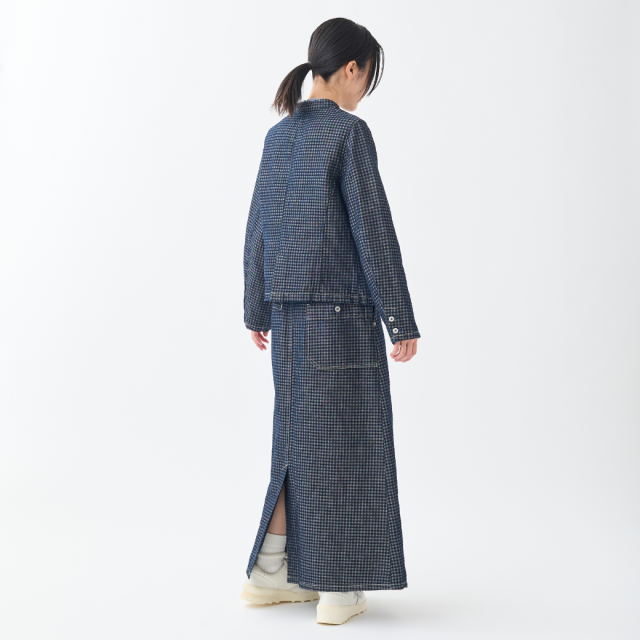 オスティアジャパン衣 古代新 インディゴ藍染 コットンテーラーリングジャケット 予約商品】【2026年2月お届け】『Indigo Check』ビッグポケット