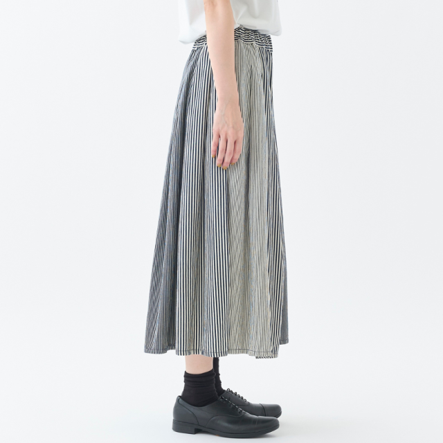 GRANDMA MAMA DAUGHTER ヒッコリータックプリーツスカート 6ozヒッコリー イージータックプリーツスカート KATO` GRANDMA