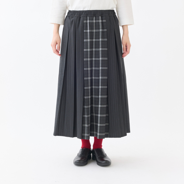 パッチワークプリーツギャザースカート