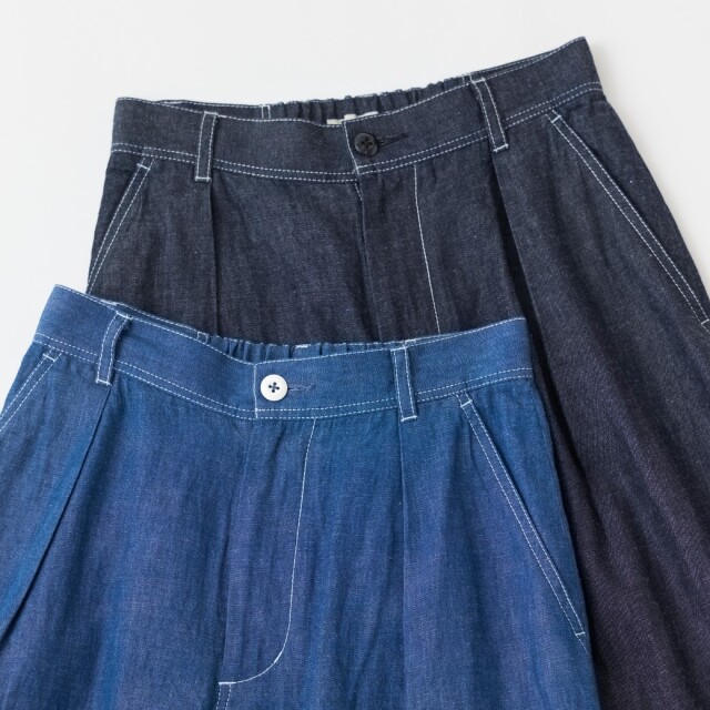 綿麻デニムタックワイドパンツ KATO` GRANDMA MAMA DAUGHTER