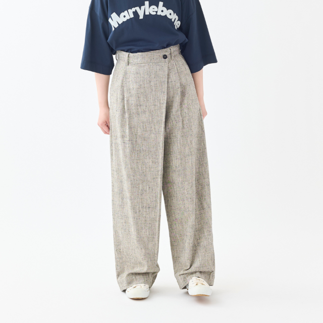 スラブネップツイードラップ風パンツ