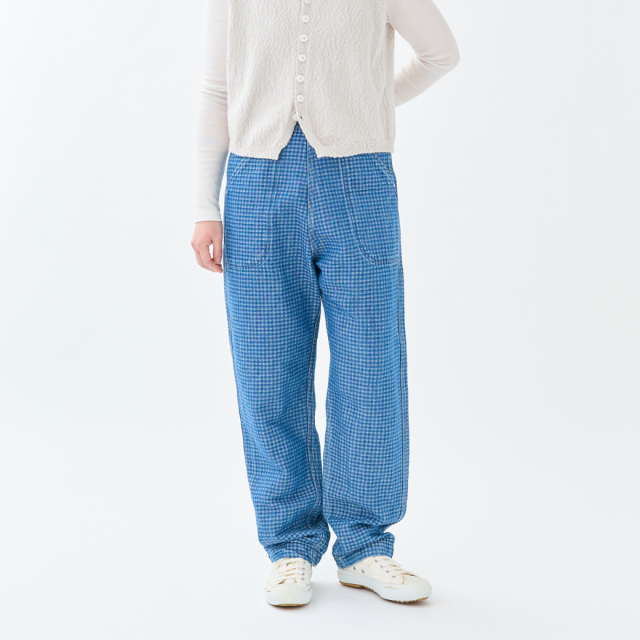 『Indigo Check』サイドジップパンツ