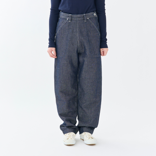 【2026年2月お届け】『Indigo Check』サイドジップパンツ