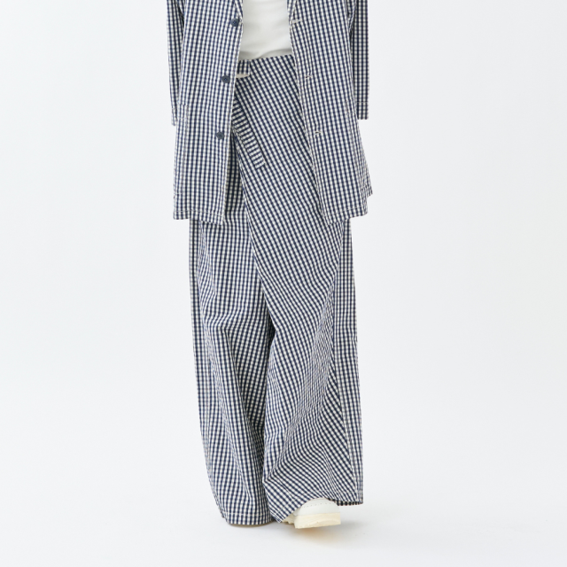 コットンキュプラギンガムラップパンツ
