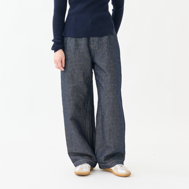 『Indigo Check』ワイドパンツ