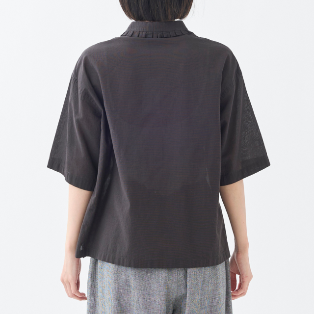 TOMO KOIZUMI ブラックフリルTシャツ　MA128 タックフリルカドマルエリH/Sシャツ KATO` GRANDMA MAMA DAUGHTER