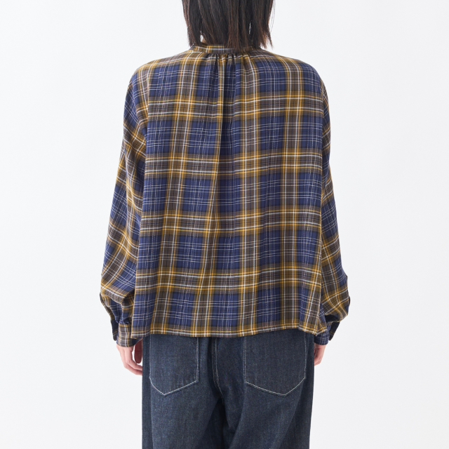 チェックアシメギャザー切り替えシャツ KATO` GRANDMA MAMA DAUGHTER