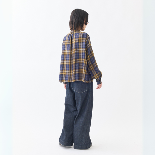 チェックアシメギャザー切り替えシャツ KATO` GRANDMA MAMA DAUGHTER