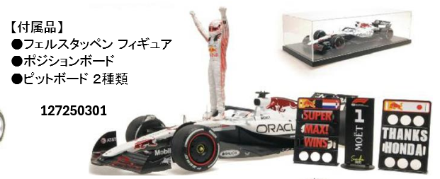 【ミニチャンプス(127250301)ご予約商品8/16締切】1/12 レッドブル RB21 M.フェルスタッペン 2025年日本GP フィギュア・ピットボード2種・ポジションボード付 予価：税込￥162800