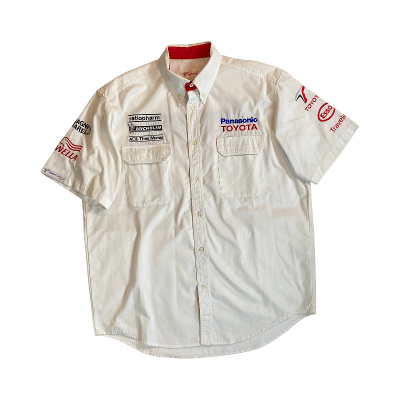 トヨタ F1 2002 チーム支給品ピットシャツ 長袖 ホワイト  USED サイズ:XL