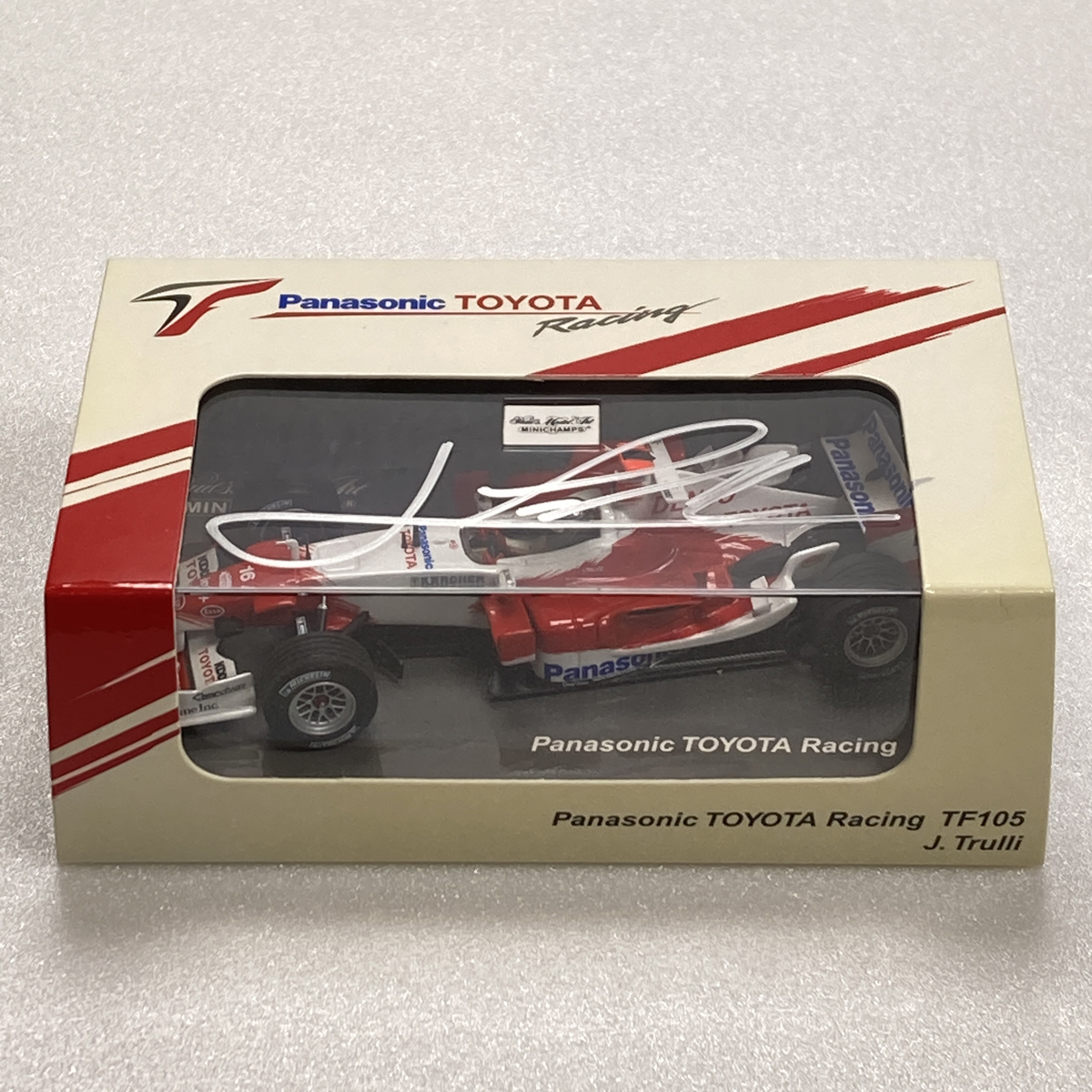 【特価1点もの】ヤルノ・トゥルーリ 直筆サイン入り ミニチャンプス トヨタ TF105 ヤルノ・トゥルーリ 日本限定モデル