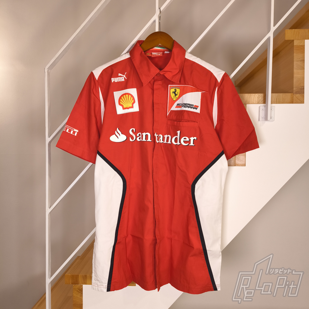 【ReLaPit古着販売】【メール便発送】2012 フェラーリ チーム ピットシャツ プーマ製 レッド サイズL SANTANDER