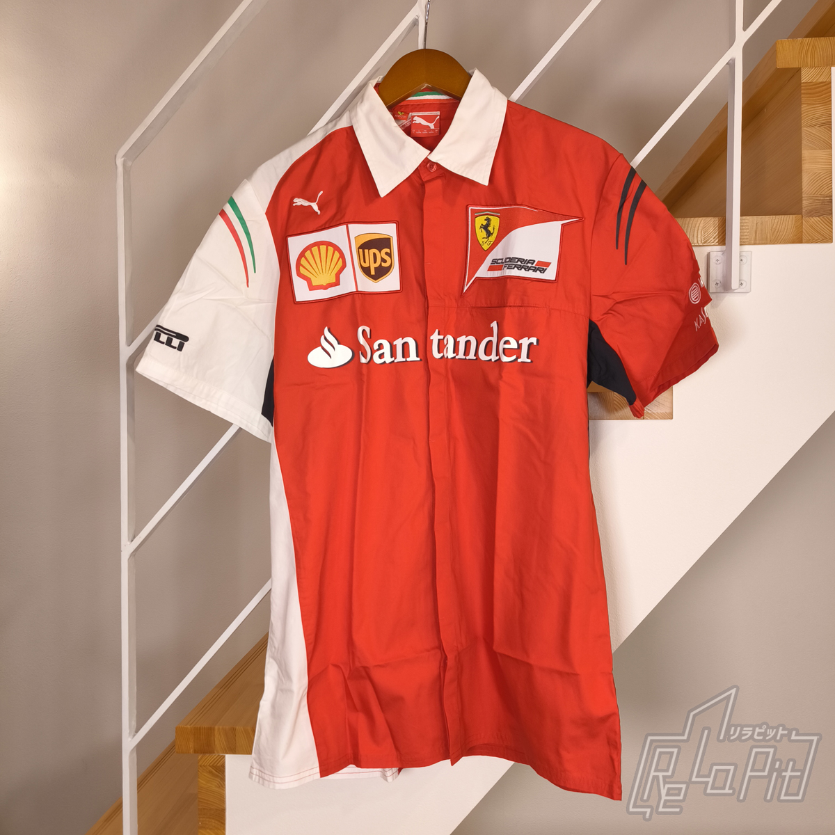 【ReLaPit古着販売】【メール便発送】2014 フェラーリ チーム ピットシャツ プーマ製 レッド サイズL SANTANDER