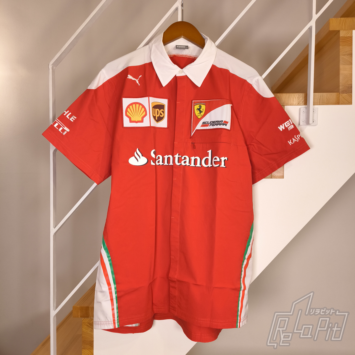 【ReLaPit古着販売】【メール便発送】2016 フェラーリ チーム ピットシャツ プーマ製 レッド サイズL SANTANDER