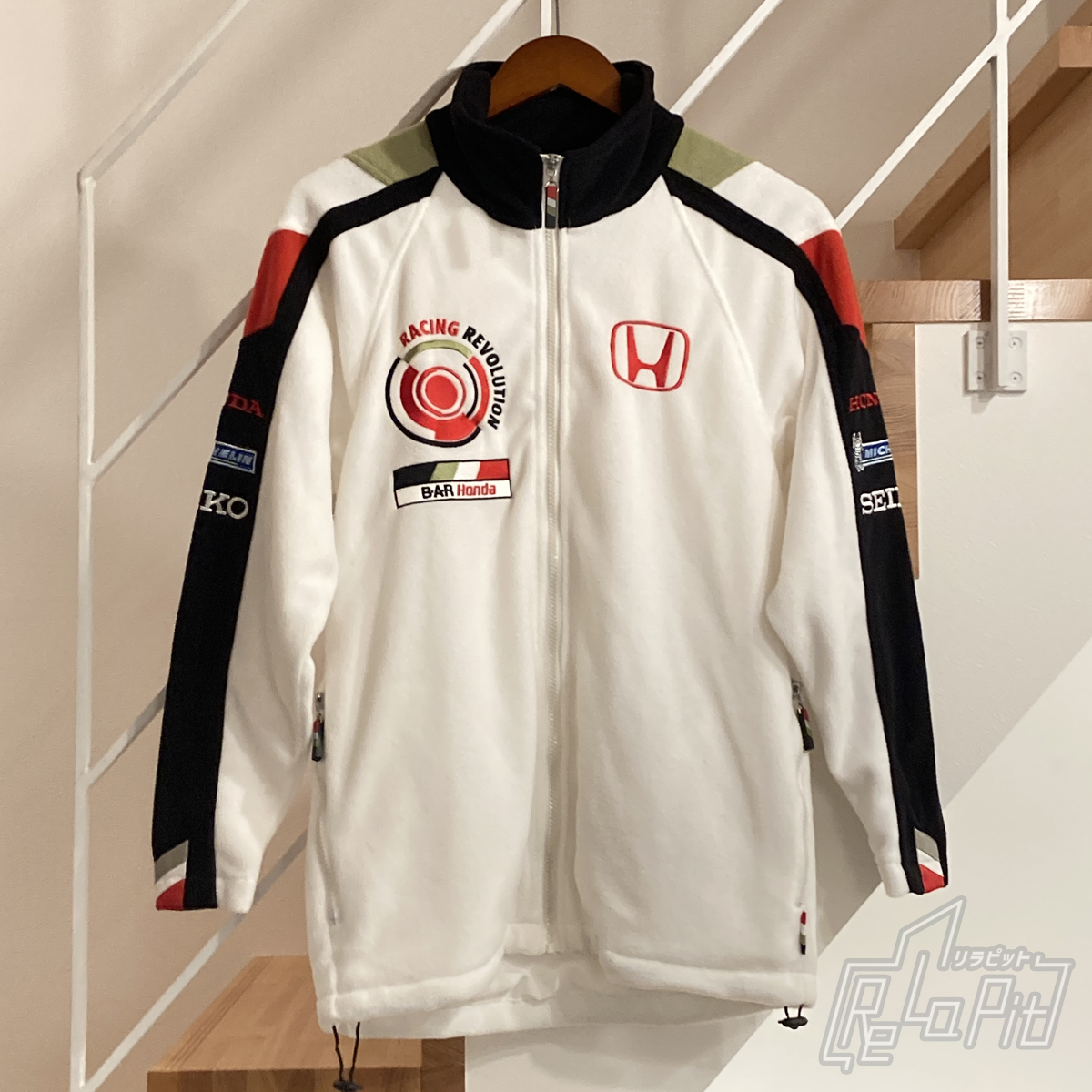 【ReLaPit古着販売】【宅急便発送】BAR ホンダ フリース ホワイト サイズXS