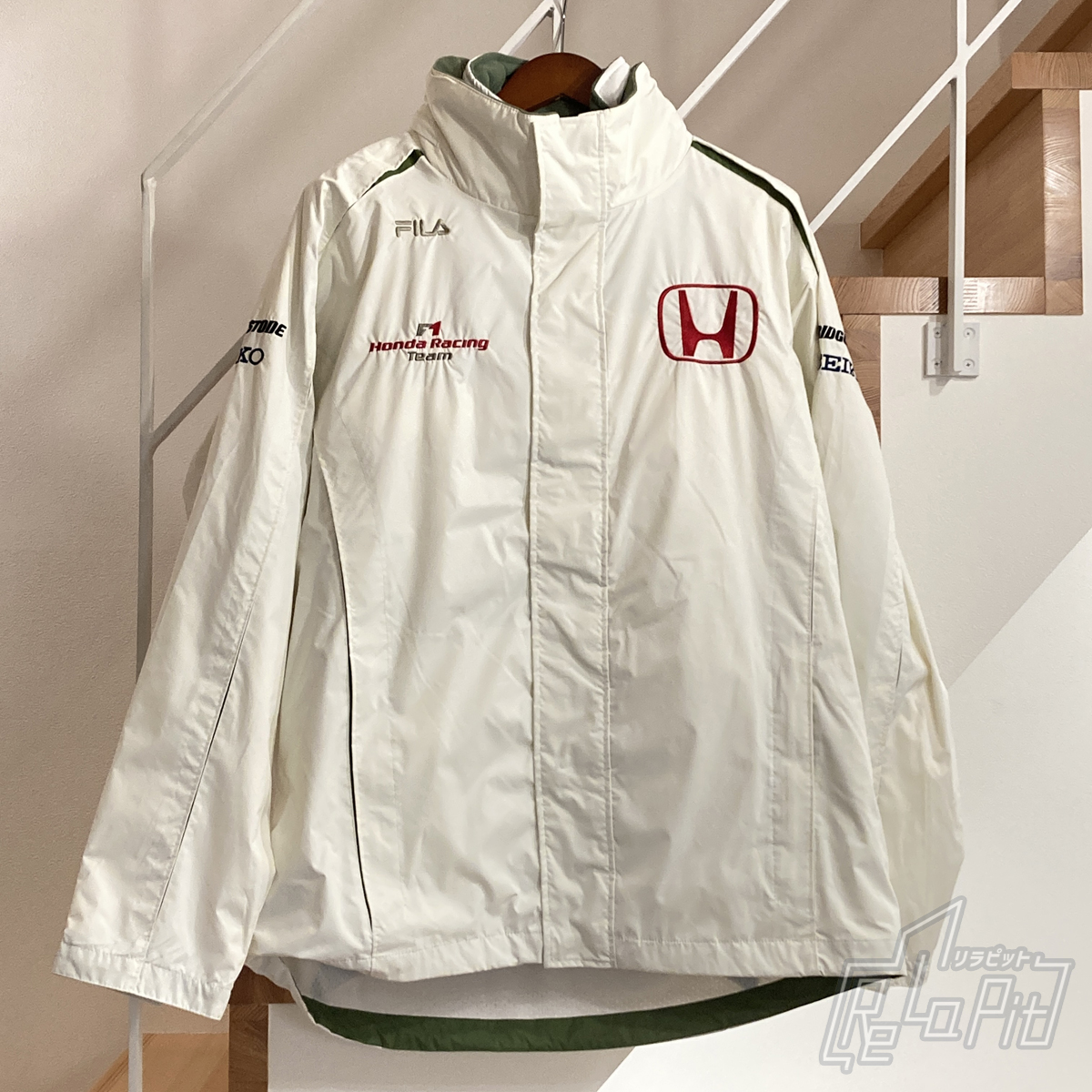 【ReLaPit古着販売】【宅急便発送】ホンダ F1レーシング 2WAY ジャケット インナーベスト付属 FILA製 ホワイト サイズL